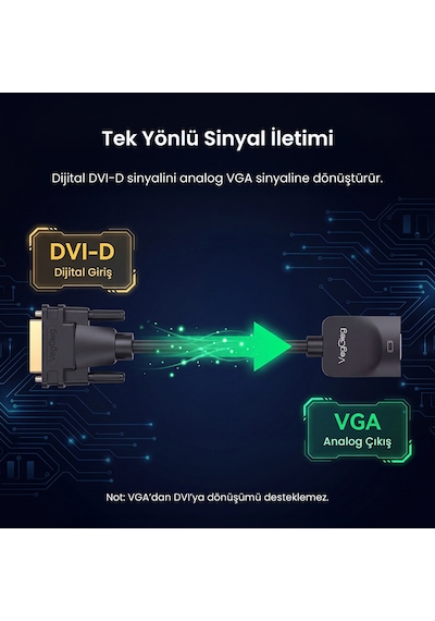 Veggieg Dvı 24+1 To Vga Çevirici Görüntü Dönüştürücü Adaptör Full Hd 1080p 60hz