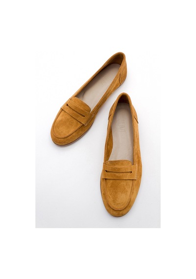Luvishoes F02 Hardal Süet Kadın Babet Hardal