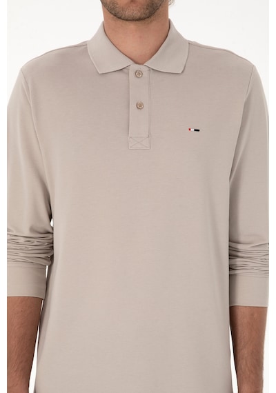 U.S. Polo Assn. Erkek Regular Fit Polo Yaka Taş Basic Sweatshirt 50315941-VR049