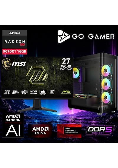 Go Gamer AE253DP R5-7600X 32 GB 2 TB SSD RX9070XT 16 GB 27" Free Dos Oem Paket Masaüstü Oyuncu Bilgisayarı