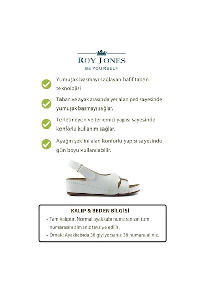 Roy Jones 1817 Ortopedik Cırtlı Topuklu Plaj Kadın Sandalet 167800000339 05 Beyaz Beyaz