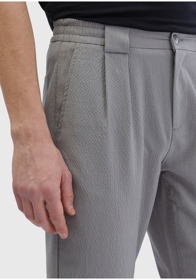Ramsey Gri Çizgili Dokuma Jogging Fit Casual Pantolon