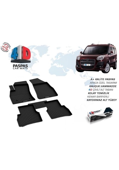 Fiat Doblo 2 Uyumlu Omsa 4d Havuzlu Kauçuk Paspas 2020 Ve Üstü Siyah