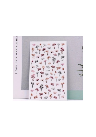 Nailist Flower - Çiçek Figürlü Renkli Çiçekli Tasarım Yapışkan Tırnak Sticker Nail Art Dövme Seti 52641961
