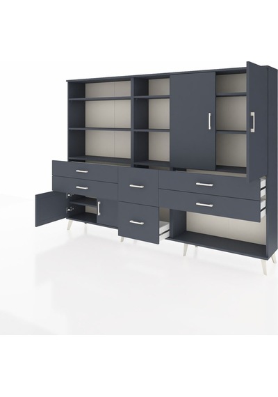 Arges Dolap 10 Raflı 6 Çekmeceli 4 Kapaklı 220x30x163 Antrasit-an Antrasit-antrasit Arges Dolap 10 Raflı 6 Çekmeceli 4 Kapaklı 220x30x163 Antrasit-an Antrasit-antrasit