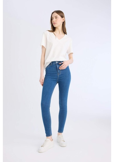 DeFacto -  Jegging Yüksek Bel Bilek Boy Dar Paça Basıc Jean Pantolon B7498AX24SP Mavi