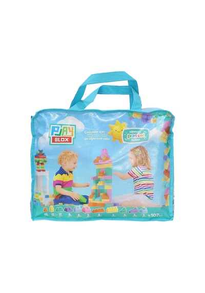 Play Blox 2977 Pastel Renkler Mega Blok Seti 107 Parça Mavi Çantalı