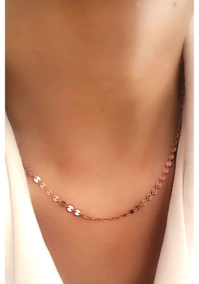 Pullu 925 Ayar Gümüş Rose Zincir Kolye (501025581)
