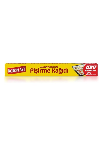 Koroplast Hazır Kesilmiş Pişirme Kağıdı 32 Adet Dev Ekonomi 42x37 Cm, Helal Sertifikalı, Fırında Tavuk, Et, Tat Diğer