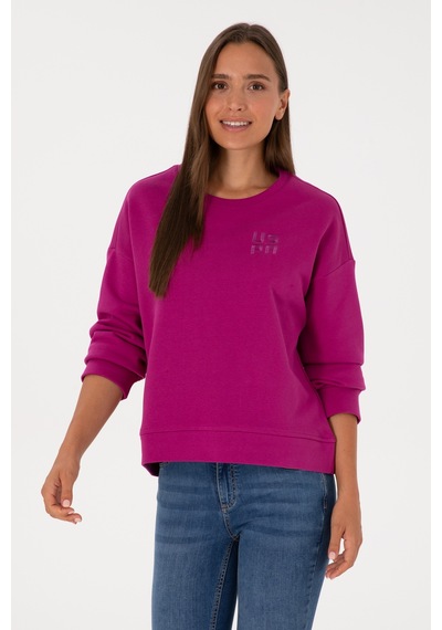 U.S. Polo Assn. Kadın Fuşya Bisiklet Yaka Basic Sweatshırt 50313565-VR023