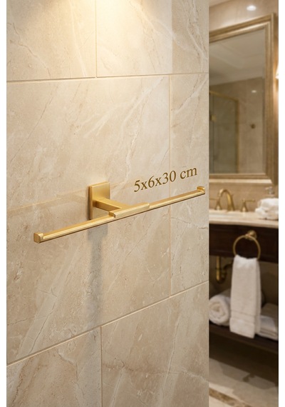 Yedekli Tuvalet Kağıtlığı Premium Gold Alüminyum Dayanıklı Yapışkanlı Altın