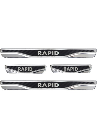 Skoda Rapid Uyumlu Kapı Eşiği Karbon Krom 4 Parça