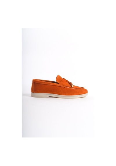 Mubiano Hakiki Deri Collection Kadın Süet Loafer & Babet Oranj -mckry1410-orj Oranj