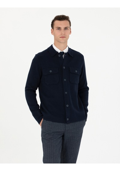 Pierre Cardin Erkek Lacivert Melanj Hırka Triko 50278090-vr120 Lacivert Melanj