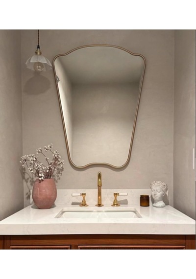 Asimetrik Duvar Aynası/gold Çerçeveli Düzensiz Dekor Ayna/banyo Aynası Gold 60 X 80 Çok Renkli