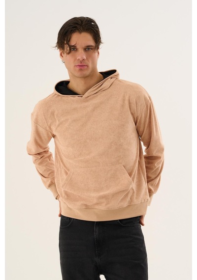 Alexandergardi Alexandergardı Kangru Cepli Kapişonlu Sweatshirt E23-00176 Bej