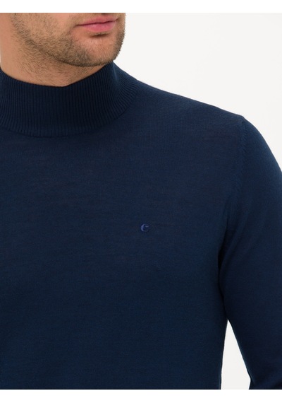 Cacharel Lacivert Slim Fit Yarım Balıkçı Basic Triko Kazak
