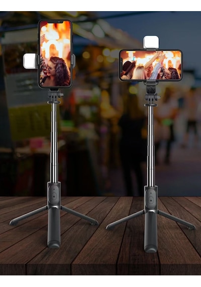 S03 Bluetooth Kontrollü Işıklı Selfie Çubuğu Tripod 700 MM