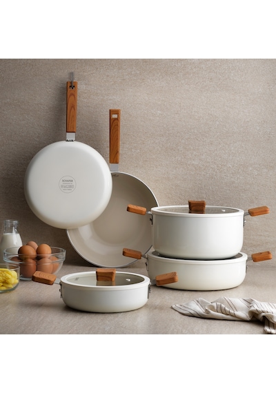 Schafer Ceramoni Seramik Basık Tencere 28 Cm-krem