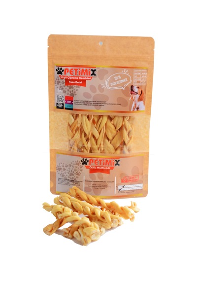 Petimix Örgü Kuzu Deri Çiğneme Kemikleri Köpek Ödülü 100 G