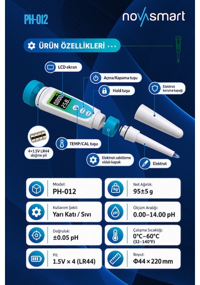 Ph-012 Yarı Katı Ve Sıvı Numuneler Için Dijital Ph Metre