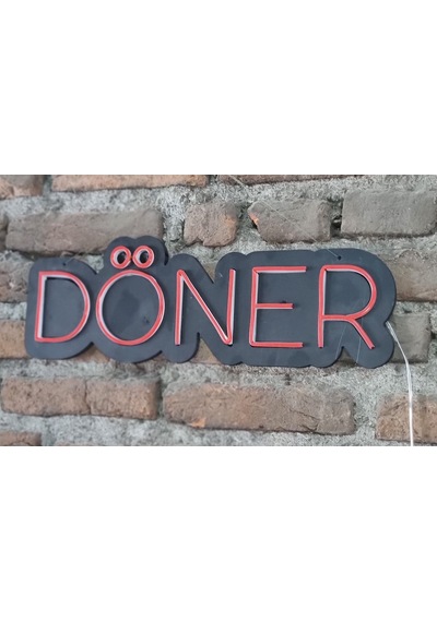 Döner Neon Ledli Duvar Aydınlatması Siyah