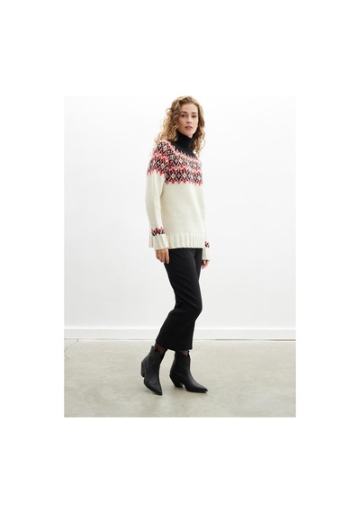 Styleboom X Peraluna Cotswald Faır Isle Pullover Balıkçı Yaka Baklava Desen Kazak Kadın Triko Kazak - Ekru Multi-ekru Ekru Styleboom X Peraluna Cotswald Faır Isle Pullover Balıkçı Yaka Baklava Desen Kazak Kadın Triko Kazak - Ekru Multi-ekru Ekru