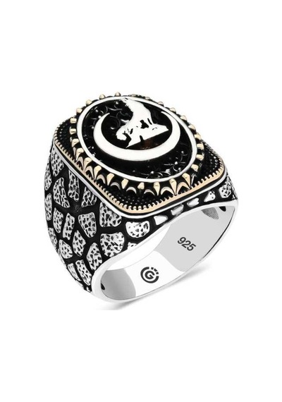 Gumush Gümüş Hilal Bozkurt Oval Erkek Yüzük  551187296