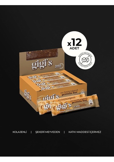 12'li Yer Fıstıklı Kolajenli Yüksek Proteinli Bar