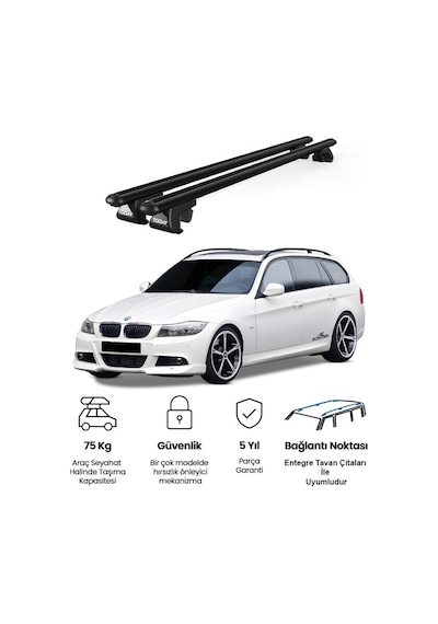 Venüs Bmw 3 Series Touring E91 2008-2012 Uyumlu Siyah Ara Atkı Port Bagaj Tavan Barı