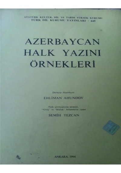 Azerbaycan Halk Yazını Örnekleri Ehliman Ahundov
