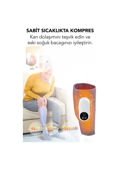 Diz Masajı Yeni Nesil Şarjlı Isıtmalı 3 Kademeli 40 C 45 C 50 C Hava Basınçlı Masaj 3 Modlu