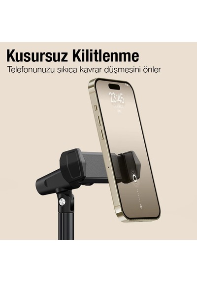 Ally T8 360 Dönebilen Yükseklik Ayarlı Masa Üstü Telefon Tutucu- 5775 Siyah