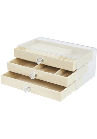 Modern 3 Çekmeceli Takı Mücevher Kutusu Organizer Düzenleyici Beyaz