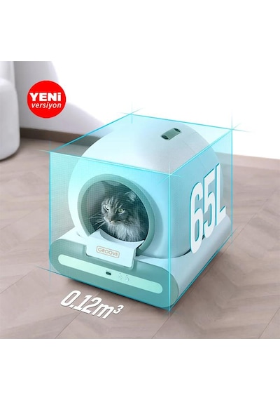 Groove Ti+ 65l Wi-fi Otomatik Akıllı Kedi Tuvaleti Kahverengi Ultra Sessiz+app Kontrol+akıllı Sensör+uv Filtre