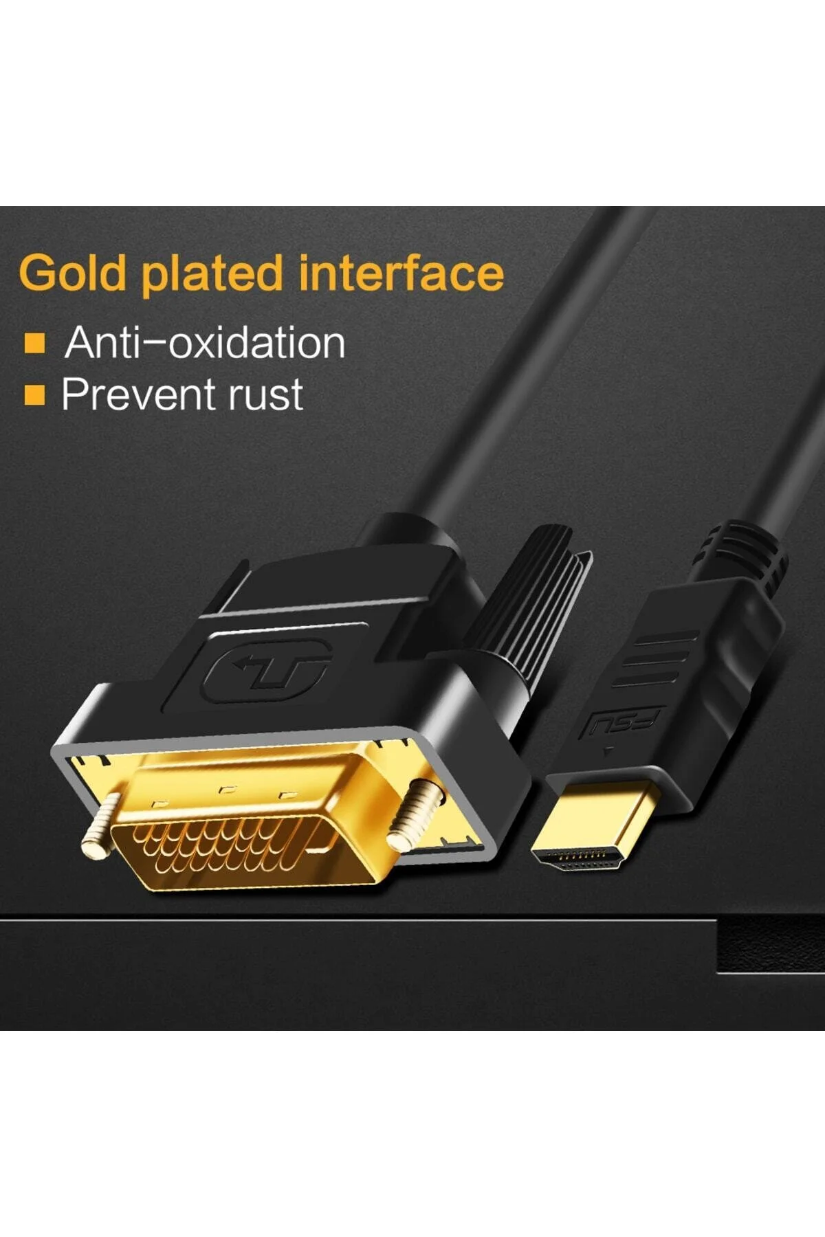 3 Metre 3m Hdmi Dvi 24 1 Dvi To Hdmi Kablo Altın Uçlu Hdmı-dvı Kablosu Tv Pc Projektör Ps4/3 Kablo 001