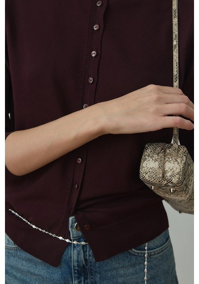 Suud Collection Mürdüm Arya Triko Hırka