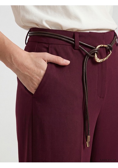 Lcwaıkıkı Classic Bordo Beli Kemerli İspanyol Paça Kadın Pantolon