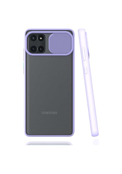 Kilifone - Samsung Uyumlu Galaxy A81 Note 10 Lite - Kılıf Slayt Sürgülü Arkası Buzlu Lensi Kapak - Lila