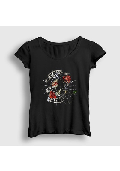 Presmono Kadın Gnr Guns N' Roses T-shirt Siyah