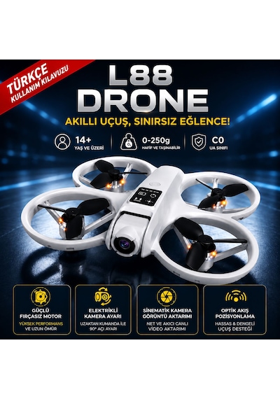 L88 Hd Kamera Ledli 360 Dönebilen Optik Akış Sabitleme Ve Başsız Modlu Drone