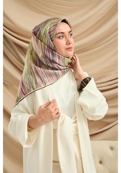 Silk Home Twill İpek Eşarp 11484-14 Butter Yellow, Mor, Pudra, Su Yeşili