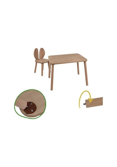 Bee Smart Ms-60 Safir Naturel Beyaz Set 1 Masa 2 Sandalye BEESMART.022 Diğer