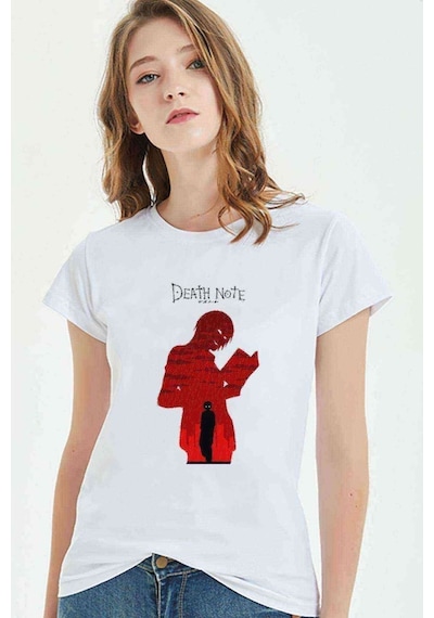 Death Note The Book Baskılı Beyaz Kadın Tshirt