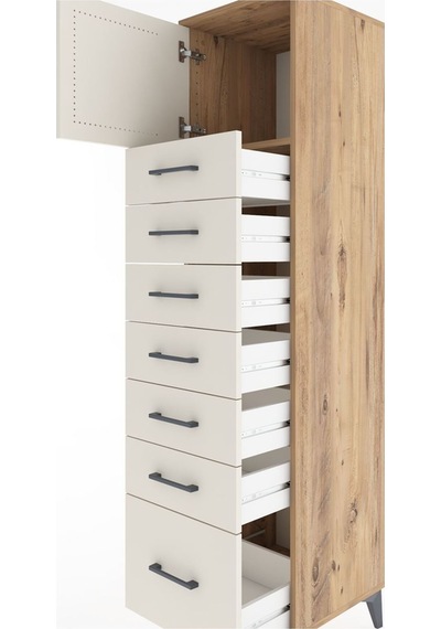 Hyperion Dolap Tek Raflı 7 Çekmeceli Tek Kapaklı 44x44x182 Ça... Çam Hyperion Dolap Tek Raflı 7 Çekmeceli Tek Kapaklı 44x44x182 Ça... Çam