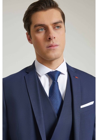 D's Damat Slim Fit Lacivert Armürlü Takim Elbise Yelekli 3efy5y512559m Lacivert