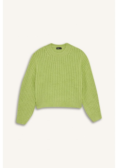 DeFacto Coool Oversize Geniş Kalıp Bisiklet Yaka Triko Kazak V1811AZNSGN597 Yeşil