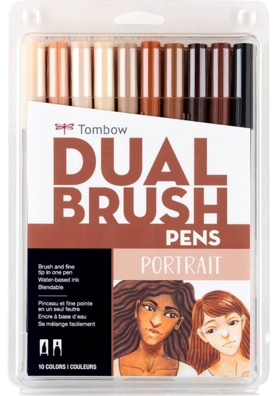 Abt Dual Brush Pen Grafik Kalemi 10'lu Set - Portrait