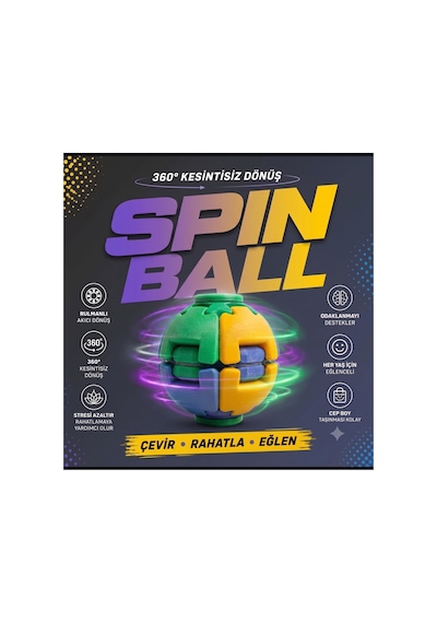 Basmalı Döner Spin Ball Stres Topu - Mekanik Tuşlu Odaklanma Ve Eğlenceli Zeka Oyuncağı