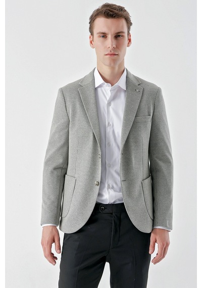 Morven Erkek Taş Örme Slim Fit Torba Cep Mono Yaka Spor Ceket 24ms002006870 Taş